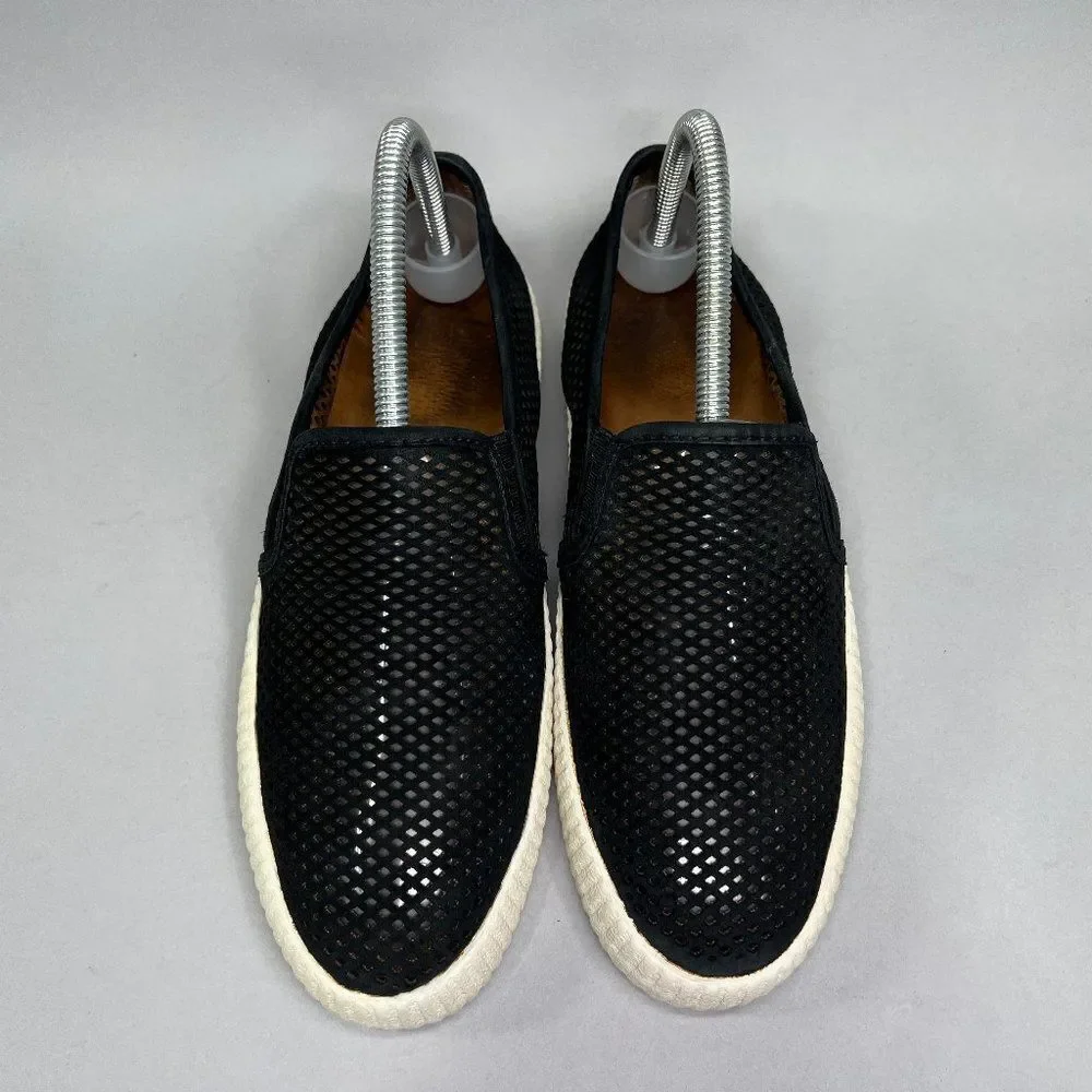 Frye Women's Size 7.5 Camille Black Perforated‎ Leather Slip On Shoes